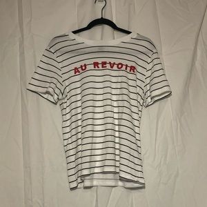 Striped “Au Revoir” Short Sleeve T-shirt